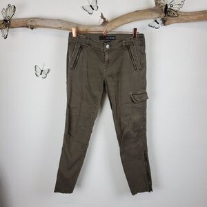 Dkny army green skinny ankle zip cargo skinny jean
